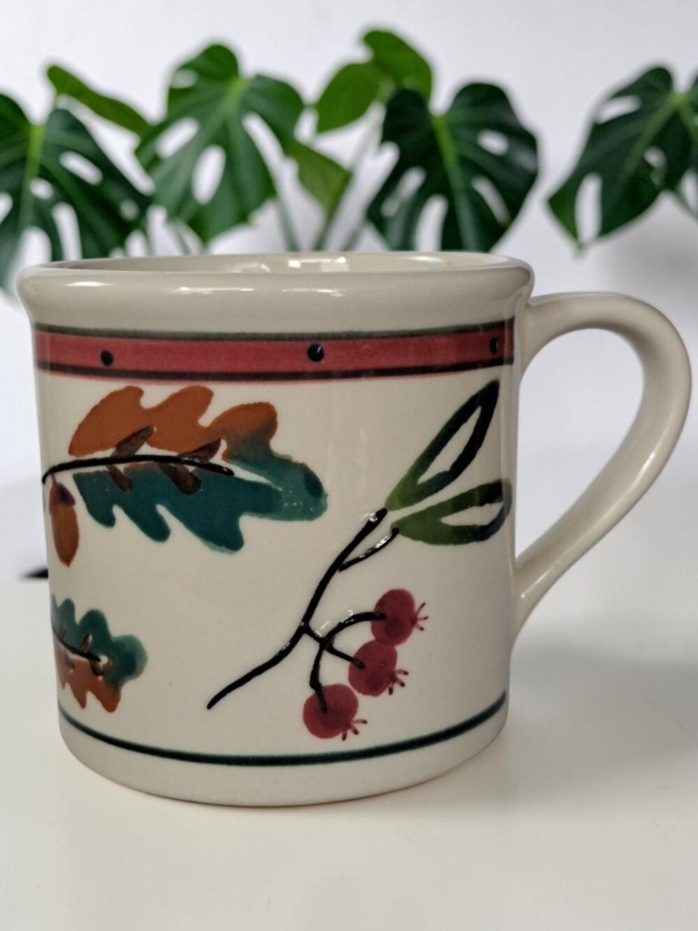 Vintage Hartstone Pottery Stoneware Mugs Woodland Acorns Leaves Berries 1980’s